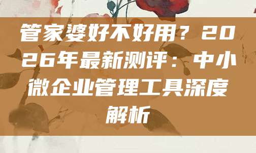 管家婆好不好用？2026年最新测评：中小微企业管理工具深度解析