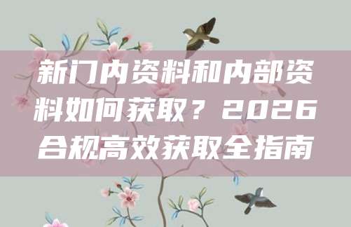 新门内资料和内部资料如何获取？2026合规高效获取全指南